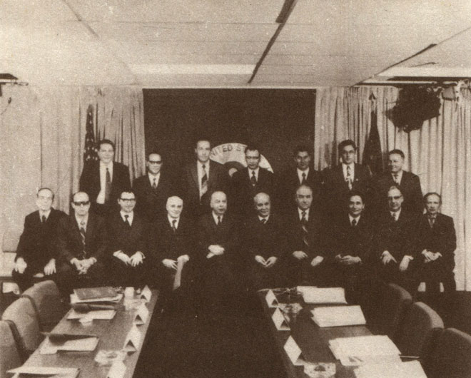 Советская делегация на встрече советско-американской смешанной комиссии по эффектам загрязнения среды. Вашингтон, 1973 год